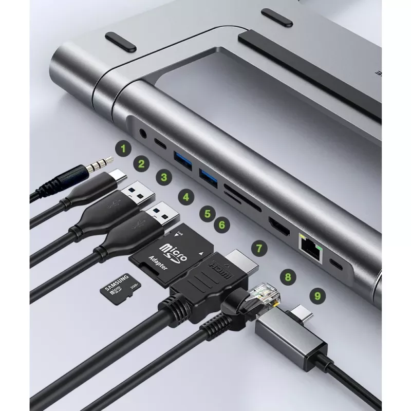 Techly ICA-NTB-DOCK91 Kabelgebunden USB 3.2 Gen 1 (3.1 Gen 1) Typ-C Silber