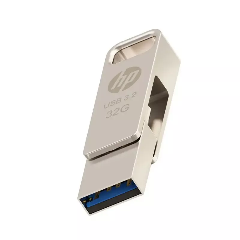 USB-Stick HP x206C 32 GB, USB Typ-A/Typ-C, USB 3.2 Gen 1, Swivel, Silber