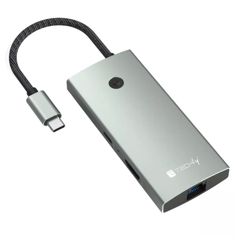 Techly IUSB32C-HUB6HPDI Schnittstellen-Hub USB 3.2 Gen 1 (3.1 Gen 1) Typ-C 5000 Mbit/s Aluminium