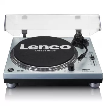 Direktantrieb-Plattenspieler Lenco L-3809ME — manuell, USB Typ-A, metallic-blau