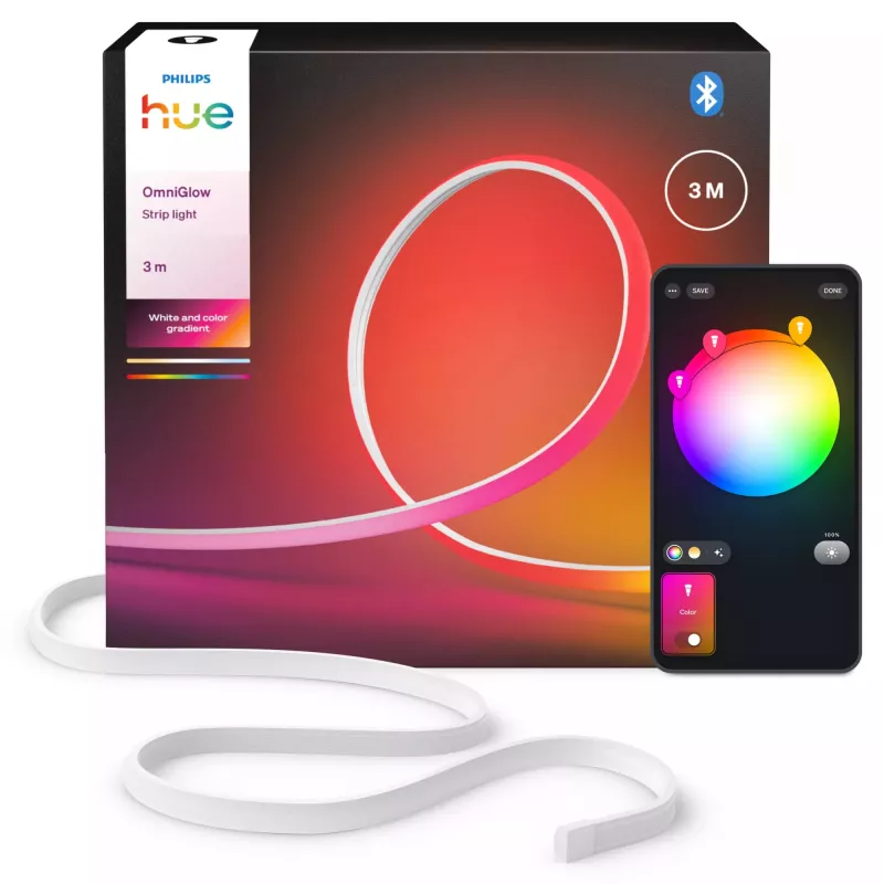 Universeller LED-Lichtstreifen Philips OmniGlow 40 W, 3000 mm, mehrfarbig, 1,5 m Kabel