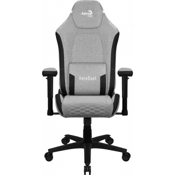 Universal Gaming-Stuhl AEROCOOL CROWNASHGR — grau gepolsterte Sitzfläche/Rückenlehne, 2D-Armlehnen, Stahlrahmen, Gasfeder Klasse 4, max. Benutzergewicht 150 kg