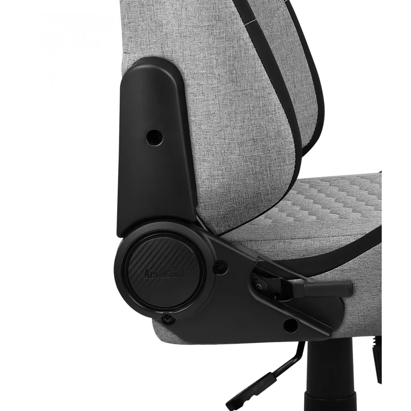 Universal Gaming-Stuhl AEROCOOL CROWNASHGR — grau gepolsterte Sitzfläche/Rückenlehne, 2D-Armlehnen, Stahlrahmen, Gasfeder Klasse 4, max. Benutzergewicht 150 kg