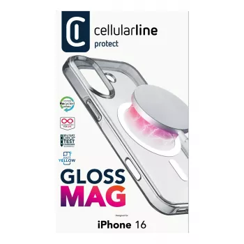 Cellularline Gloss Mag – iPhone 16 Magnetische Hülle zum Laden und Befestigen am MagSafe-Ladegerät