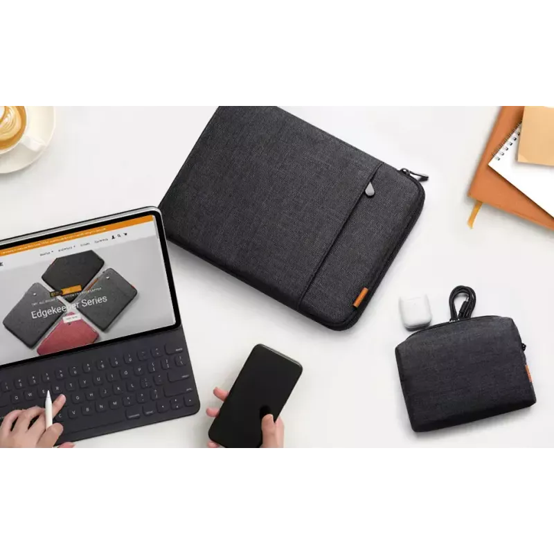 Inateck LB01006/S1 Laptoptasche mit Zubehörtasche, 14 Zoll, Schwarz/Grau