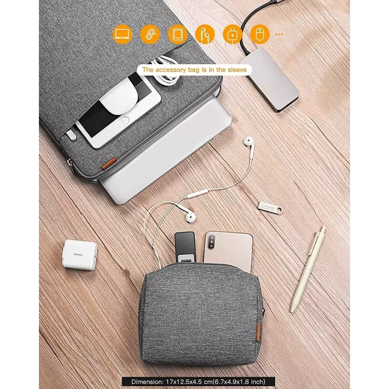 Inateck LB01006/S1 Laptoptasche mit Zubehörtasche, 13,3 Zoll, Grau