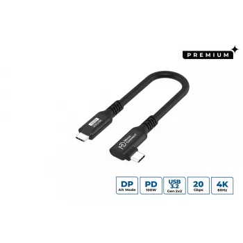 USB-C-zu-USB-C-Kabel MicroConnect USB3.2CC015-A, USB 3.2 Gen 2x2, 20 Gbit/s, 0,15 m, schwarz