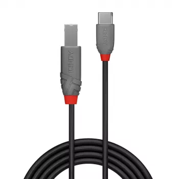 Lindy 2m USB 2.0 Typ C auf B Kabel, Anthra Line, 2 m, USB C, USB B, USB 2.0, 0,48 Gbit/s, Schwarz