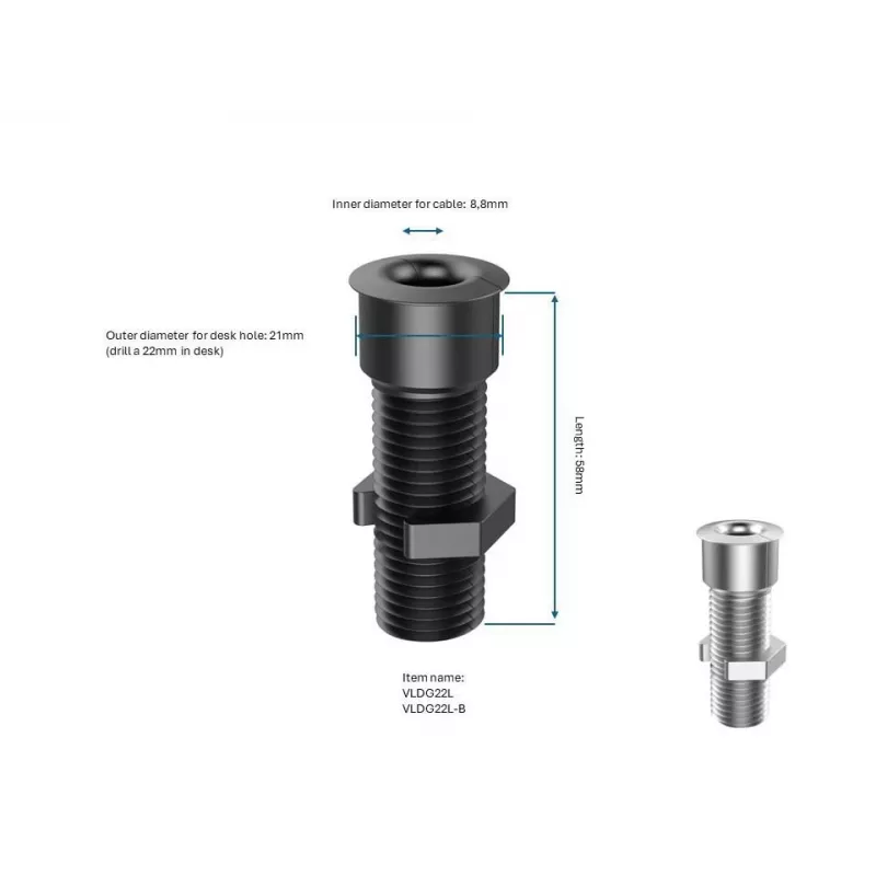 Vivolink VLDG22L Kabeldurchführungstülle für Schreibtisch, Aluminium, groß (bis zu 55 mm)