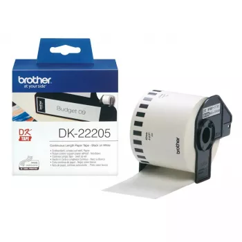 Endlosetikett Brother DK22205 Schwarz auf Weiß 6,2 cm x 30,48 m