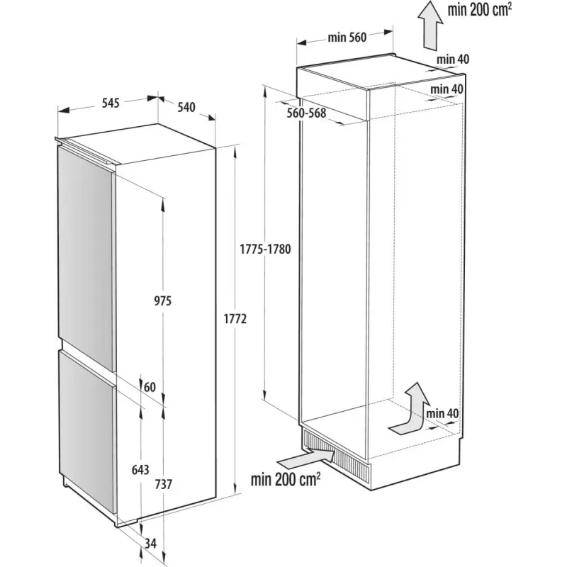 Gorenje NRKI517E41 Einbaukühlschrank 252 L Weiß