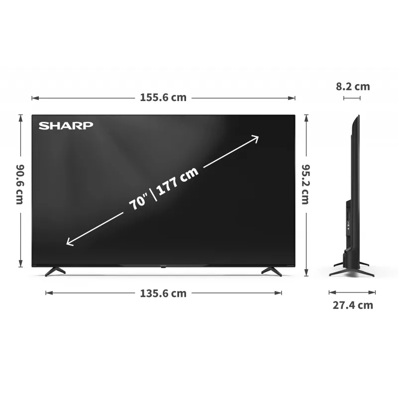 Sharp 70HP5265E TV 177,8 cm (70 Zoll) 4K Ultra HD Smart TV Wi-Fi Schwarz