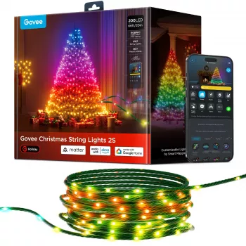Govee Smart-Lichterkette 2S 20 m, Wi‑Fi/Bluetooth, grün, 20 m Länge, 2,5 m Netzkabel, 6 mm Breite