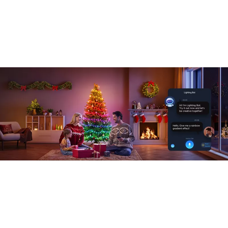 Govee Smart-Lichterkette 2S 20 m, Wi‑Fi/Bluetooth, grün, 20 m Länge, 2,5 m Netzkabel, 6 mm Breite