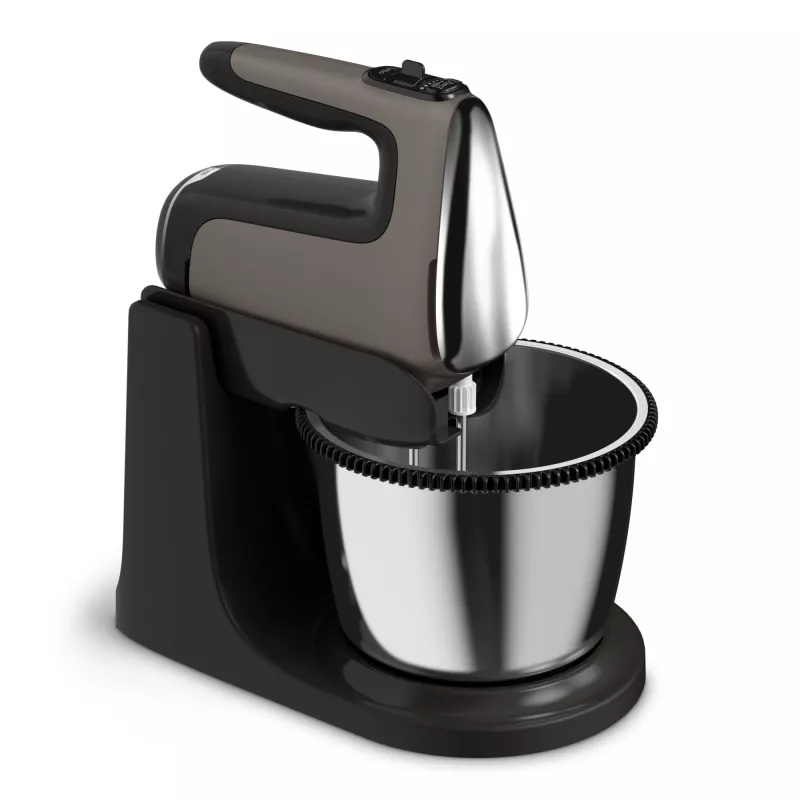 Tefal Powermix Silence HT654E38 Handmixer mit Standschüssel 600 W grau/schwarz