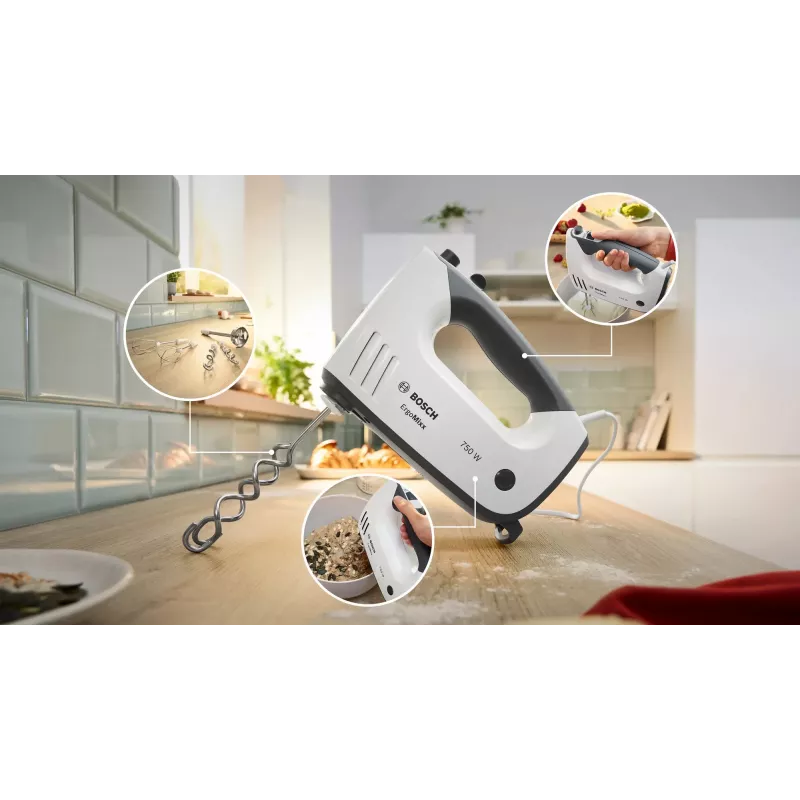 Bosch MFQ37490 Handmixer 750 W Grau, Weiß