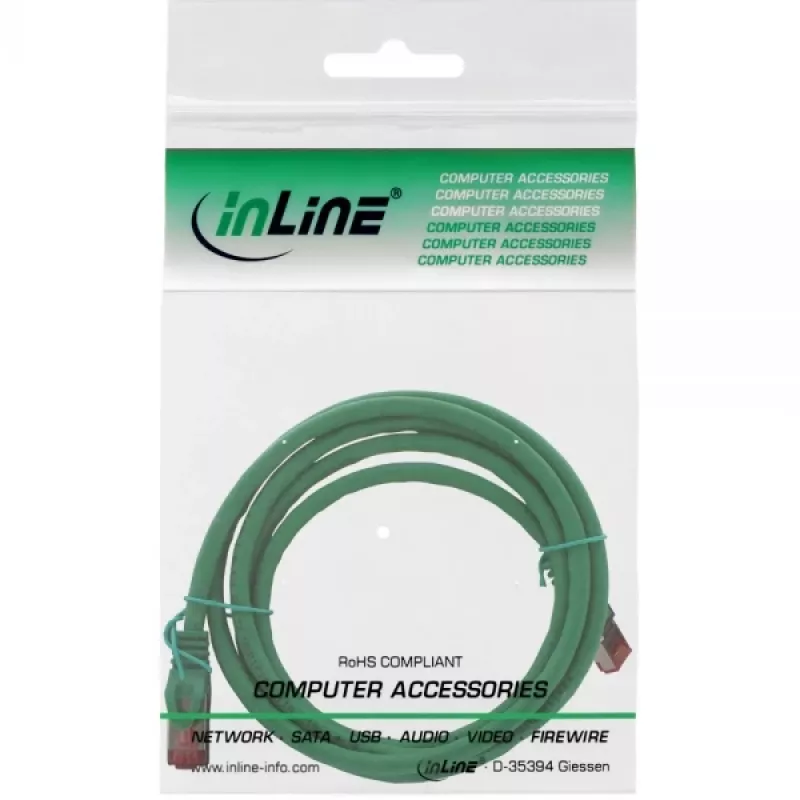 InLine 76912G Cat6 S/FTP (PiMF) Patchkabel, 1,5 m, halogenfrei, grün