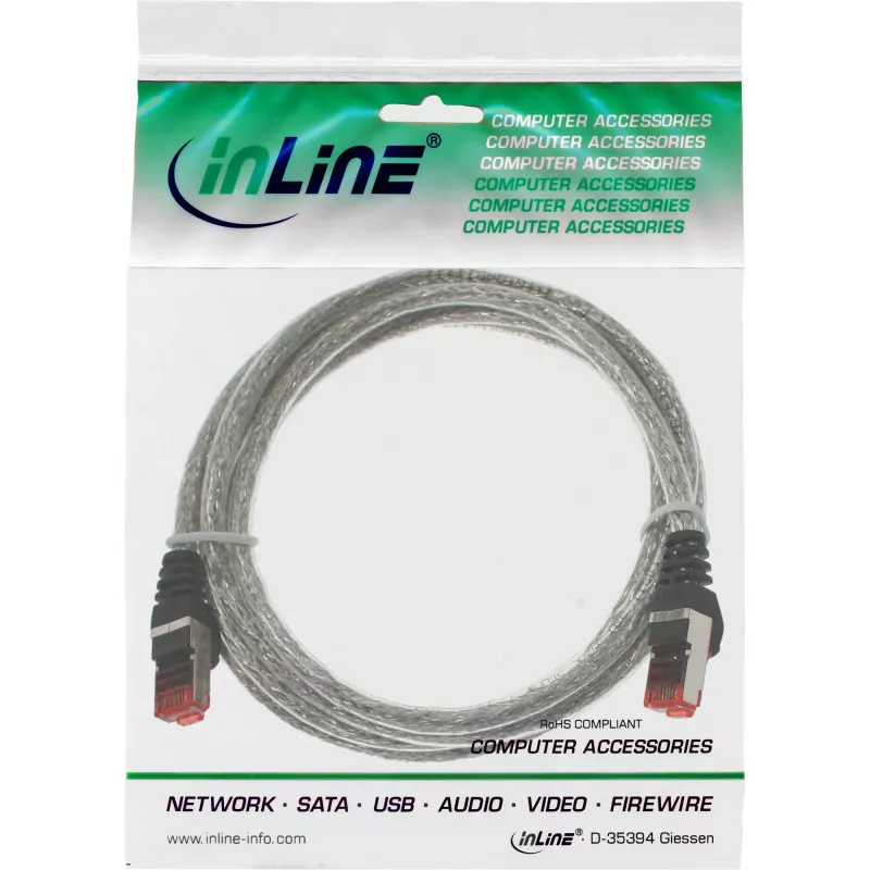Patchkabel InLine Cat6 S/FTP PiMF 250 MHz RJ45–RJ45 PVC transparent 2 m