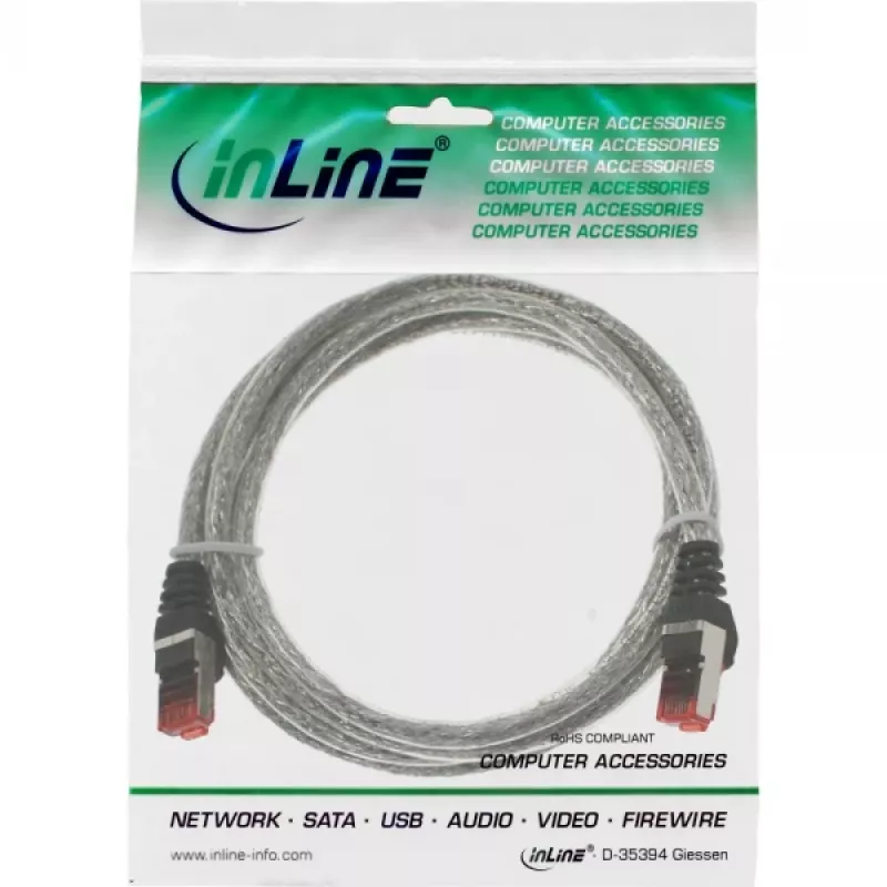 Ethernet-Patchkabel InLine Cat.6 S/FTP PiMF 250MHz RJ-45–RJ-45 PVC transparent 5 m