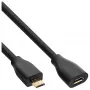 InLine Micro-USB 2.0 Verlängerungskabel, Micro-B Stecker/Buchse, schwarz/gold, 5m