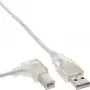 InLine USB 2.0 Kabel links abgewinkelt Typ A Stecker / B Stecker transparent 0,5 m