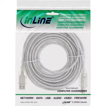 USB-2.0-Kabel Typ-A-Stecker / Typ-B-Stecker InLine 34555T 5 m transparent