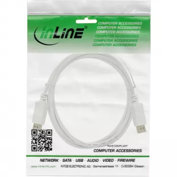 DisplayPort-Kabel InLine 17205W, DisplayPort–DisplayPort, 5 m, weiß, Ø7 mm