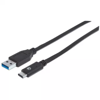 Manhattan USB-C auf USB-A-Kabel, 1 m, Stecker auf Stecker, 10 Gbit/s (USB 3.2 Gen 2, auch bekannt als USB 3.1), 3 A (Schnellladung), SuperSpeed+ USB, Schwarz, lebenslange Garantie, äquivalent zu USB31AC1M