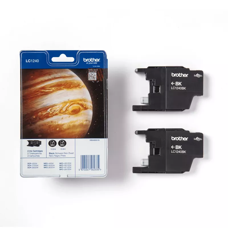 Brother LC1240BKBP2 Doppelpack Tintenpatronen, 2 x Schwarz, 600 Seiten