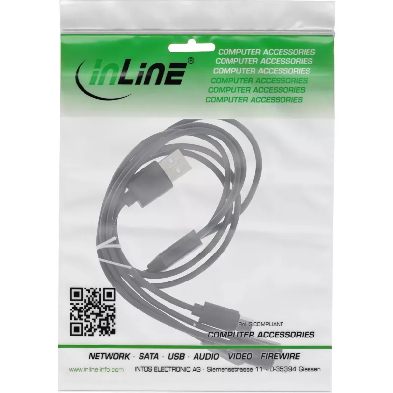 InLine USB 4in1 Y-Ladekabel, 1x USB-A Stecker auf 4x USB-C Stecker, Schwarz 1 m