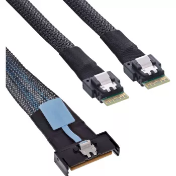Serial Attached SCSI (SAS)-Kabel InLine 27663C 1 m, 32 Gbit/s, MCIO x8 auf 2×4i SFF-8654