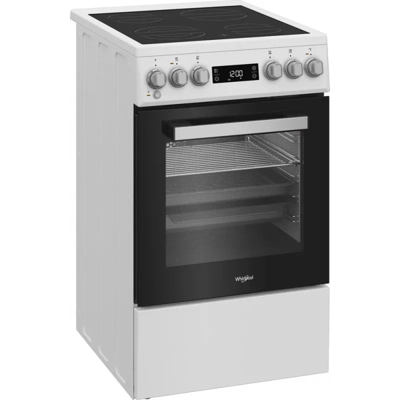 Whirlpool W5V5LCW Freistehender Herd Elektro-Kochfeld Glaskeramik Schwarz, Weiß