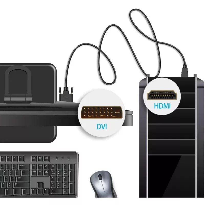 Techly Videokabel HDMI auf DVI-D M/M 3m ICOC HDMI-D-030, 3 m, HDMI, DVI-D, Stecker, Stecker, Gold