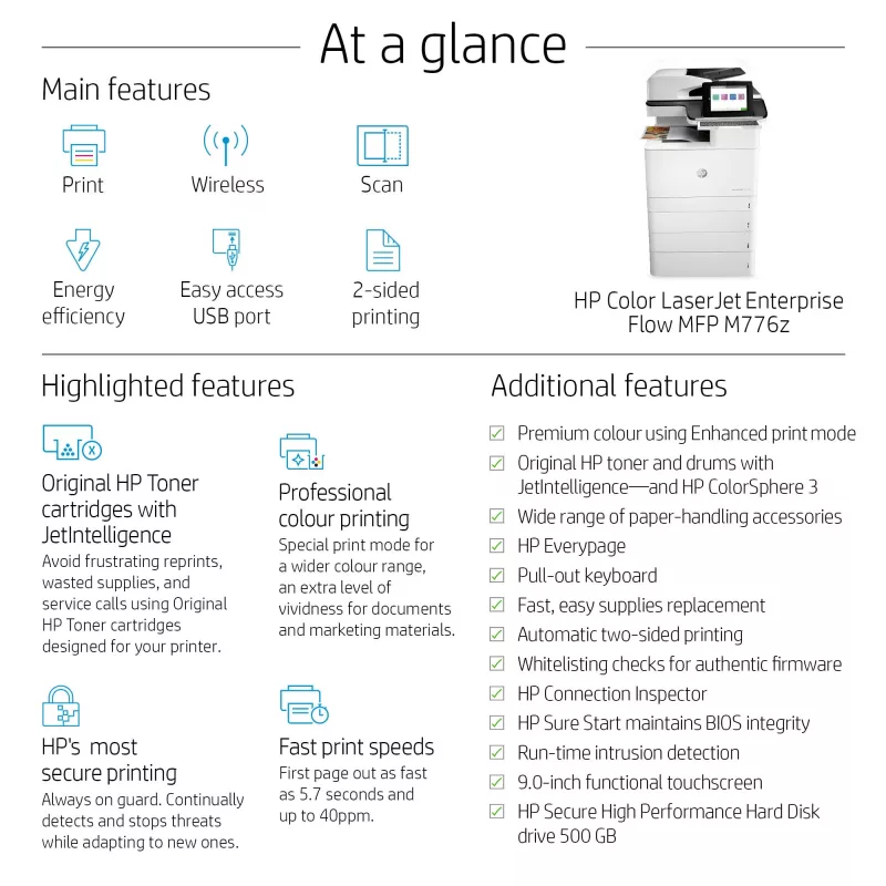 Multifunktionsgerät HP Color LaserJet Enterprise Flow MFP M776z Laserdruck Farbe