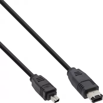 InLine FireWire 400 IEEE1394 Kabel, 4-Pin Stecker auf 6-Pin Stecker, 1,8 m, Schwarz