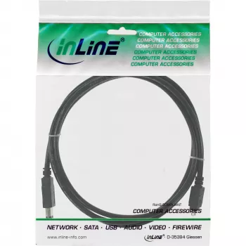 InLine FireWire 400 IEEE1394 Kabel, 4-Pin Stecker auf 6-Pin Stecker, 1,8 m, Schwarz