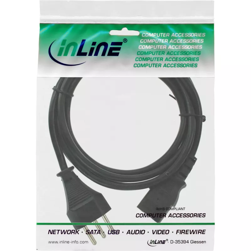 InLine Netzkabel, Schweiz, schwarz, 0,5m