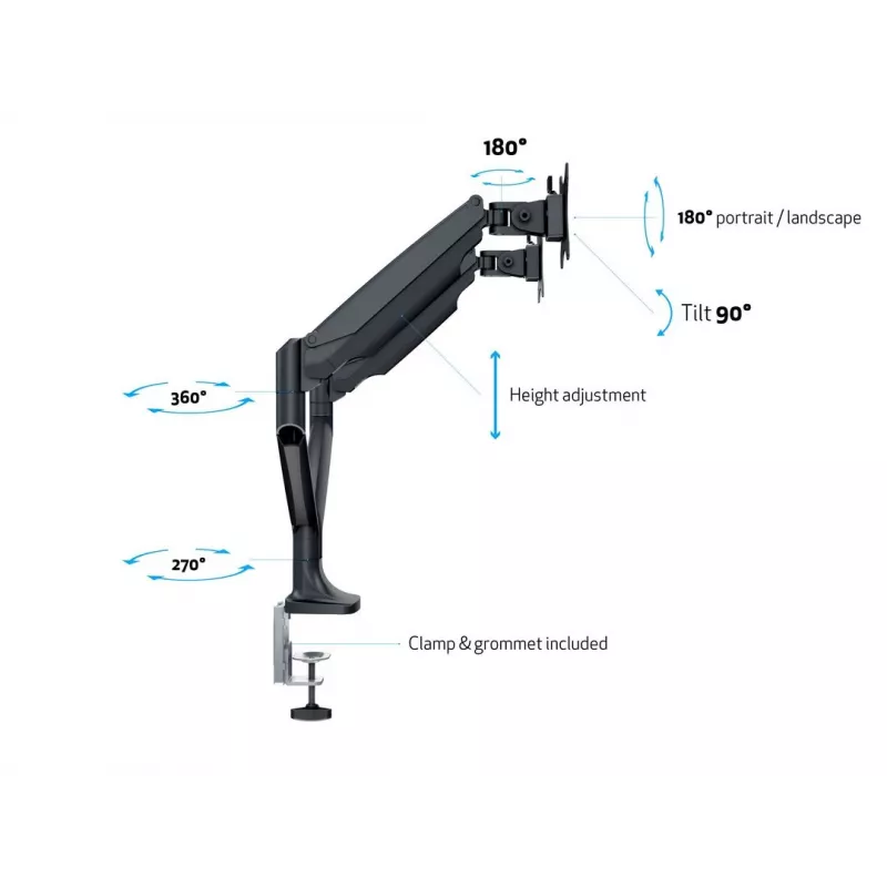 Multibrackets M Deskmount Gas Spring Dual Schwarz