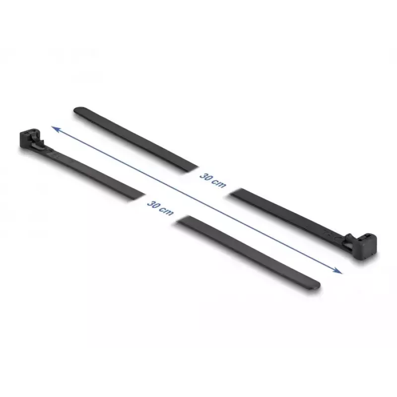 DeLOCK Wiederverwendbare hitzebeständige Kabelbinder, 300 x 7,6 mm, Schwarz, 100 Stück