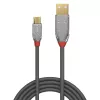 Lindy 1m USB 2.0 Type A to Micro-B Kabel, Cromo Line, 1 m, USB A, Micro-USB B, USB 2.0, 0.48 Gbit/s, Grau