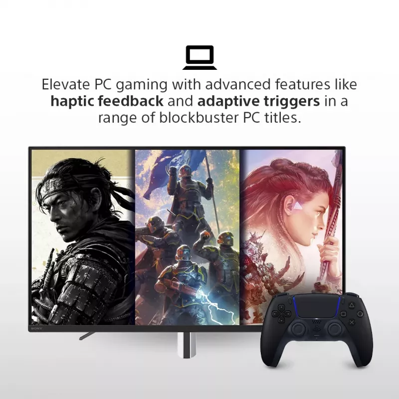 Gamepad Sony DualSense v3 Schwarz — Bluetooth/USB, PS5, integrierter Akku, USB-C, kabelgebunden & kabellos