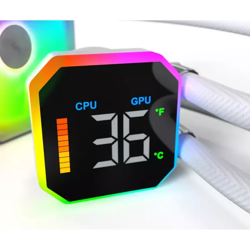 Montech HyperFlow Digital 240 Prozessor All-in-one-Flüssigkeitskühler 12 cm Weiß 1 Stück