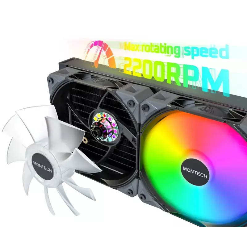 Montech HyperFlow Digital 240 Prozessor All-in-One-Flüssigkeitskühler 12 cm Schwarz 1 Stk.