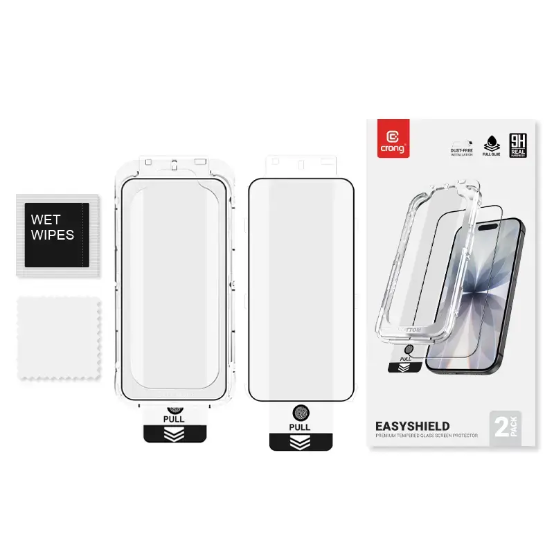 Tempered glass screen protector Crong EasyShield 2-Pack Full Glue für iPhone 16e / iPhone 14 / iPhone 13 / iPhone 13 Pro, Aluminosilikat, glänzend