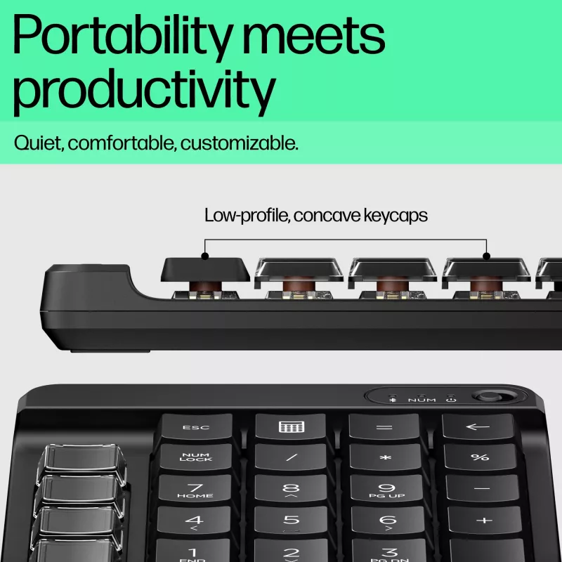 HP 430 Programmierbares drahtloses Tastenfeld, Drahtlos, Bluetooth, Mechanisch, Schwarz