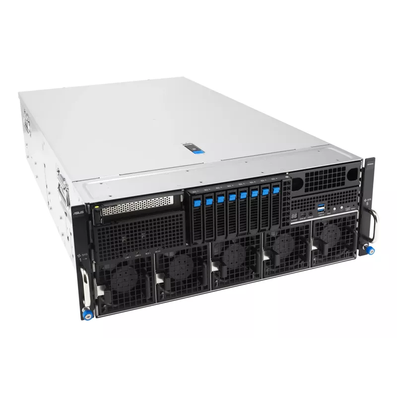 Rack-Server ASUS ESC8000A-E13 (4U) Silber – LGA 6096, AMD EPYC, DDR5, bis zu 3 TB, 24 DIMM, 2× CPU, 3200 W PSU
