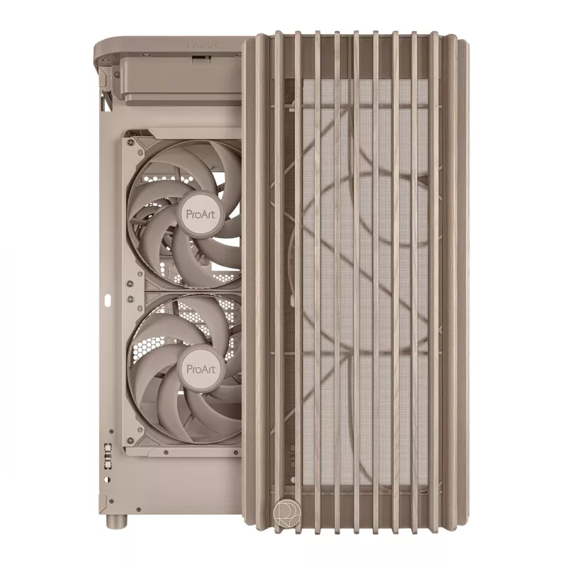 PC-Gehäuse ASUS ProArt PA401 Wood Edition Beige — Mid-Tower, Frontblende aus Metall