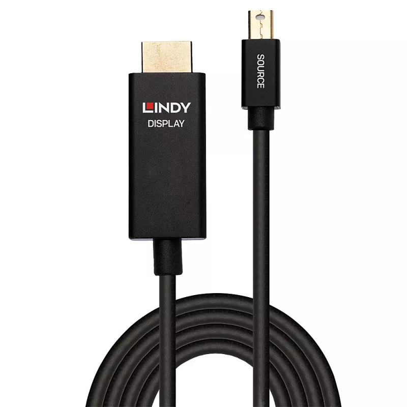 Lindy 0,5 m aktives Mini-DisplayPort-auf-HDMI-Kabel mit HDR, 0,5 m, Mini DisplayPort, HDMI, Stecker, Stecker, Gerade