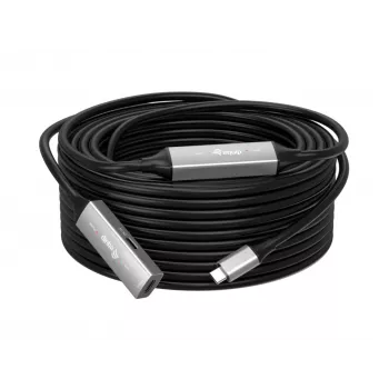 USB-C aktives Verlängerungskabel EQUIP 15 m, USB 3.2 Gen 1 (5 Gbps), Nickelkontakte, schwarz