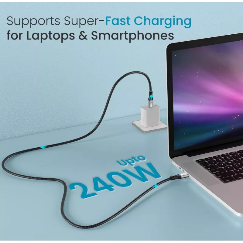 USB-C-zu-USB-C-Kabel EQUIP 2,0 m — USB 3.2 Gen 2x2, 20 Gbps, PD 240W, 4K/60Hz, schwarz